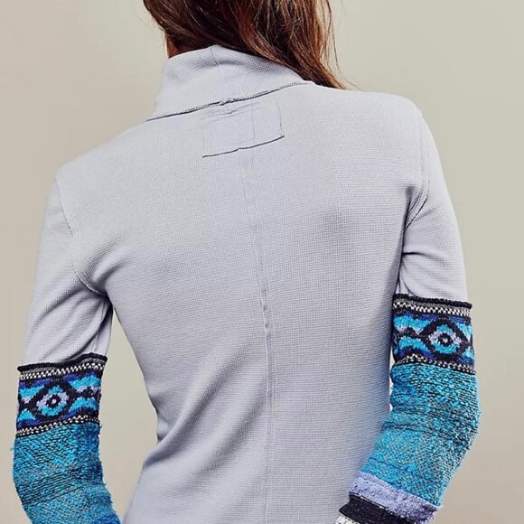 We The Free All Too Well Cuff Turtleneck Top in Moonstone Combo XS NWT - Picture 5 of 9